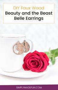 Beauty and the Beast Earrings | Disney Crafts | Disney DIY | Beauty and the Beast Crafts | Silhouette Cameo Crafts | Silhouette Cameo Wood Sheets | Faux Wood Crafts