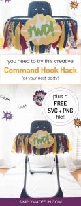Command Hook Hack - I love hanging banners and garlands for kids parties but could never get them to stay up. This simple hack will save you time + frustration and will keep your banners looking great all day long!