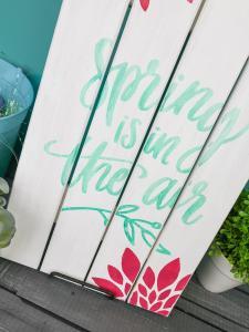 Painted Wooden Spring Sign - Dress up your front porch or your mantle this spring with a bright and colorful wooden sign! Use your Silhouette Cameo to cut out a stencil and pick your favorite paint colors to make this sign your own. It's fun, easy, and you can do it in 20 minutes (or less!).