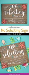 No Soliciting Sign - Who else gets tired of people ringing your doorbell just so they can sell you something? It happens so frequently here and I just wanted it to stop! So I pulled out my Silhouette Cameo and made this no soliciting sign with stencil vinyl and colorful paint in just five easy steps!