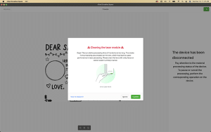 Message telling you to clean your laser after such a long engraving session in the Xtool Creative Space Software.